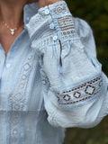 Blouses met broderie Blauw